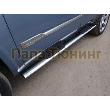 Пороги труба овальная с накладками 120х60 мм ТСС для Cadillac Escalade 2015- Пороги труба овальная с накладками 120х60 мм ТСС для Cadillac Escalade 2015-