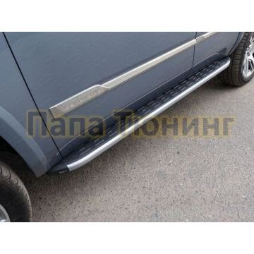 Пороги алюминиевые ТСС с накладкой серебристые для Cadillac Escalade 2015- Пороги алюминиевые ТСС с накладкой серебристые для Cadillac Escalade 2015-