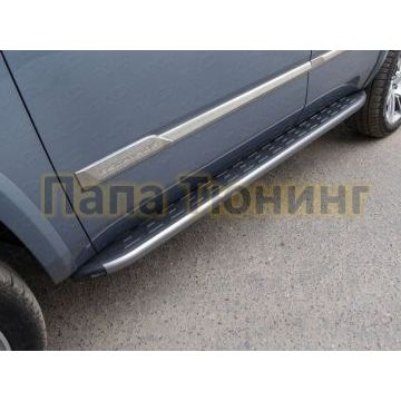 Пороги алюминиевые ТСС с накладкой серые для Cadillac Escalade 2015- Пороги алюминиевые ТСС с накладкой серые для Cadillac Escalade 2015-
