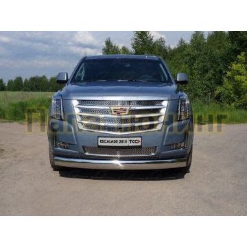 Защита передняя овальная 120х60 мм ТСС для Cadillac Escalade 2015- Защита передняя овальная 120х60 мм ТСС для Cadillac Escalade 2015-