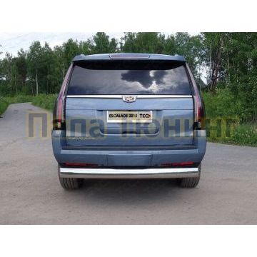 Защита заднего бампера овальная 120х60 мм ТСС для Cadillac Escalade 2015- Защита заднего бампера овальная 120х60 мм ТСС для Cadillac Escalade 2015-