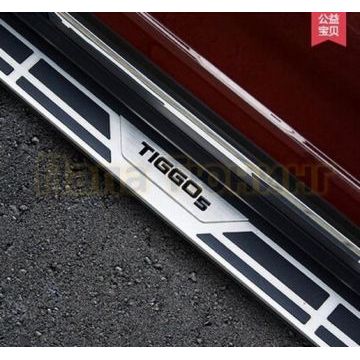 Пороги алюминиевые с накладкой черного цвета OEM Tuning для Chery Tiggo 5 2014-