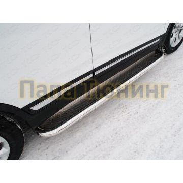 Пороги с площадкой нержавеющий лист 60 мм ТСС для Chery Tiggo 5 2014-