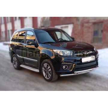 Защита передняя двойная 50-50 мм ALFeco для Chery Tiggo 3 2017-