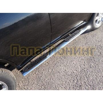 Пороги труба овальная с накладками 120х60 мм ТСС для Chery Tiggo FL 2013-2016