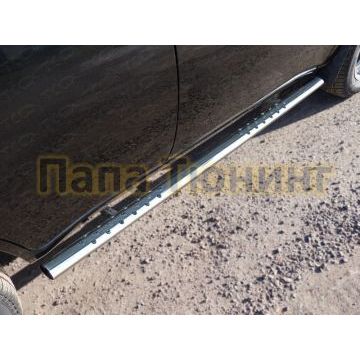 Пороги труба овальная с проступью 75х42 мм ТСС для Chery Tiggo FL 2013-2016