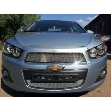 Защита радиатора хром нижняя РусСталь для Chevrolet Aveo 2012-2015