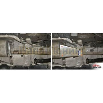 Защита глушителя сталь 2 мм АвтоБРОНЯ для Volkswagen Caravelle , V - 2.0d 2003-2015/Volkswagen Multivan, V - 2.0d 2003-2015/Volkswagen Transporter, V - 2.0d 2003-2015