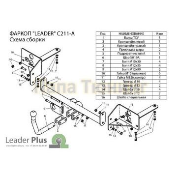 Фаркоп Лидер-Плюс для Chevrolet Cruze 2009-2015