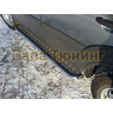 Пороги с площадкой алюминиевый лист 42 мм ТСС для Chevrolet Niva 2009-