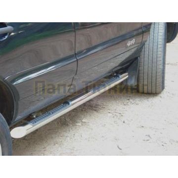 Пороги труба d76 с накладками вариант 1 РусСталь для Chevrolet Niva 2002-2008