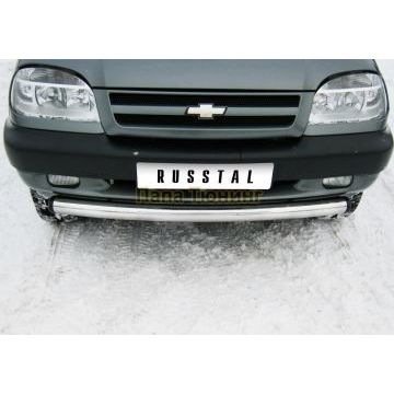Защита переднего бампера d76 РусСталь для Chevrolet Niva 2002-2008
