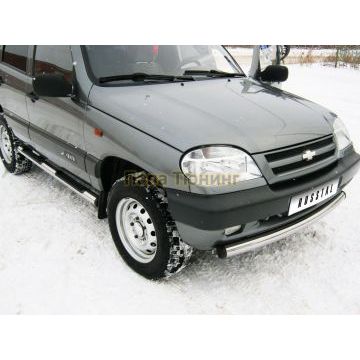Защита переднего бампера d57 РусСталь для Chevrolet Niva 2002-2008