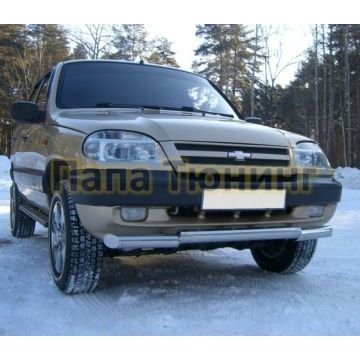 Защита переднего бампера d57 РусСталь для Chevrolet Niva 2002-2008