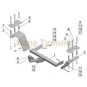 Фаркоп Avtos для Chevrolet Rezzo 2004-2010