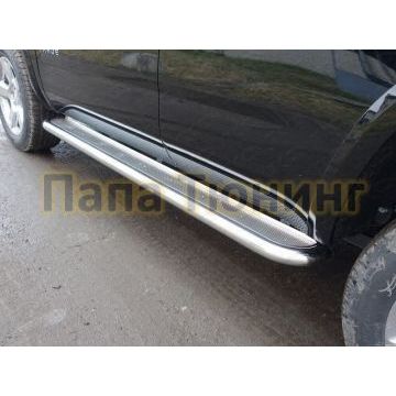 Пороги с площадкой нержавеющий лист 60 мм ТСС для Chevrolet Tahoe 2016- Пороги с площадкой нержавеющий лист 60 мм ТСС для Chevrolet Tahoe 2016-