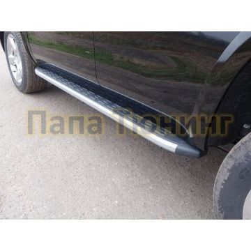 Пороги алюминиевые ТСС с накладкой серебристые для Chevrolet Tahoe 2016- Пороги алюминиевые ТСС с накладкой серебристые для Chevrolet Tahoe 2016-