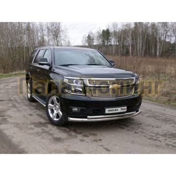 Защита передняя двойная 76-50 мм ТСС для Chevrolet Tahoe 2016-