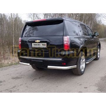 Защита задняя овальные уголки 75х42 мм ТСС для Chevrolet Tahoe 2016- Защита задняя овальные уголки 75х42 мм ТСС для Chevrolet Tahoe 2016-