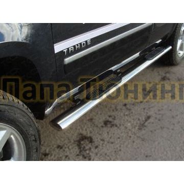 Пороги труба овальная с накладками 120х60 мм ТСС для Chevrolet Tahoe 2006-2014