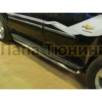 Защита штатных порогов 42 мм ТСС для Chevrolet Tahoe 2006-2014