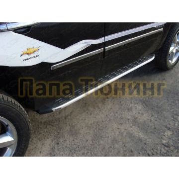 Пороги алюминиевые ТСС с накладкой для Chevrolet Tahoe 2006-2014