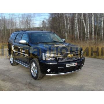 Защита переднего бампера овальная 75х42 мм ТСС для Chevrolet Tahoe 2006-2014