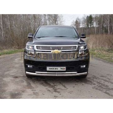 Защита передняя двойная 76-50 мм ТСС для Chevrolet Tahoe 2014-2016