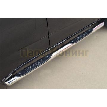 Пороги труба с накладками d76 вариант 1 РусСталь для Chevrolet TrailBlazer 2013-2016