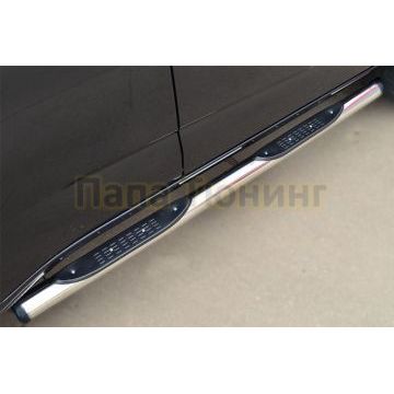 Пороги труба с накладками d76 вариант 2 РусСталь для Chevrolet TrailBlazer 2013-2016