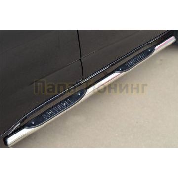 Пороги труба с накладками d76 вариант 3 РусСталь для Chevrolet TrailBlazer 2013-2016