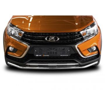 Защита переднего бампера 42 мм Rival для Lada Vesta SW Cross 2017-
