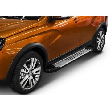 Пороги алюминиевые Rival BMW-Style для Lada Vesta SW Cross 2017-