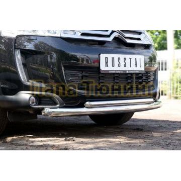 Защита передняя двойная d57-d42 РусСталь для Citroen C4 Aircross 2012-2017