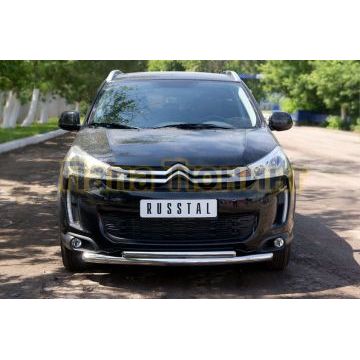 Защита передняя двойная d57-d42 РусСталь для Citroen C4 Aircross 2012-2017
