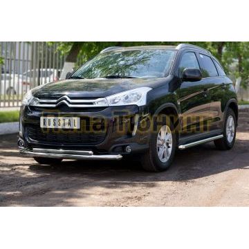 Защита передняя двойная d57-d42 РусСталь для Citroen C4 Aircross 2012-2017