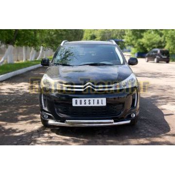 Защита передняя двойная d57-d57 РусСталь для Citroen C4 Aircross 2012-2017
