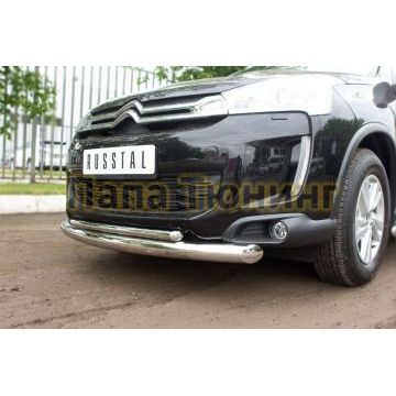 Защита передняя двойная d76-d42 РусСталь для Citroen C4 Aircross 2012-2017