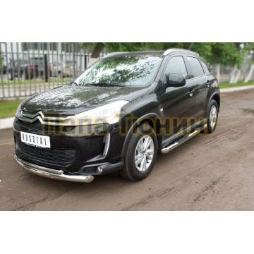 Защита передняя двойная d76-d42 РусСталь для Citroen C4 Aircross 2012-2017