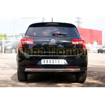 Защита заднего бампера овальная 75х42 мм РусСталь для Citroen C4 Aircross 2012-2017