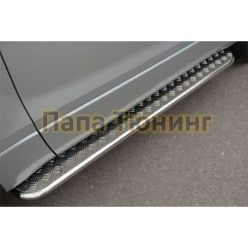 Пороги с площадкой алюминиевый лист d42 РусСталь для Suzuki Grand Vitara 2012-2015