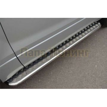 Пороги с площадкой алюминиевый лист d42 вариант 2 РусСталь для Suzuki Grand Vitara 2012-2015