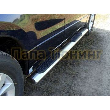 Пороги труба овальная с накладками 120х60 мм ТСС для Suzuki Grand Vitara 2012-2015