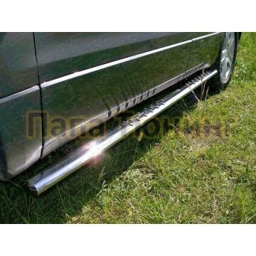 Пороги труба овальная с проступью 75х42 мм ТСС для Suzuki Grand Vitara 2008-2015