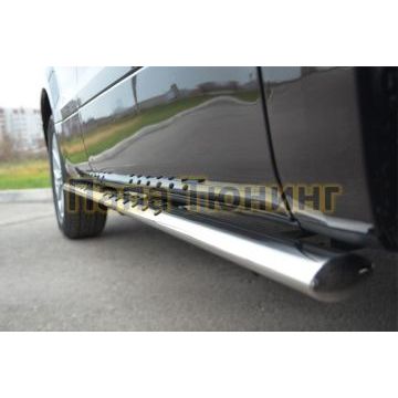 Защита штатных порогов 75х42 мм с проступью РусСталь для Suzuki Grand Vitara 2012-2015