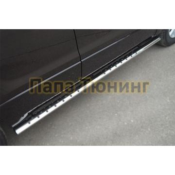 Защита штатных порогов 75х42 мм с проступью РусСталь для Suzuki Grand Vitara 2012-2015