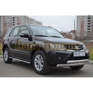 Защита штатных порогов 75х42 мм с проступью РусСталь для Suzuki Grand Vitara 2012-2015