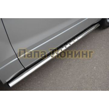 Защита штатных порогов 75х42 мм с проступью РусСталь для Suzuki Grand Vitara 2012-2015