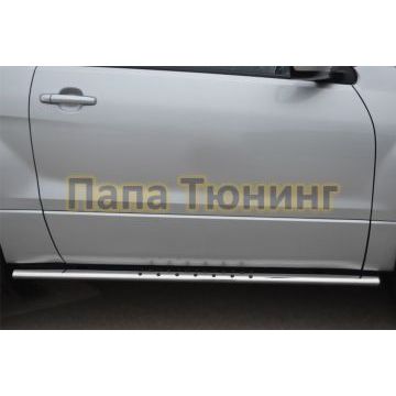 Защита штатных порогов 75х42 мм с проступью РусСталь для Suzuki Grand Vitara 2012-2015