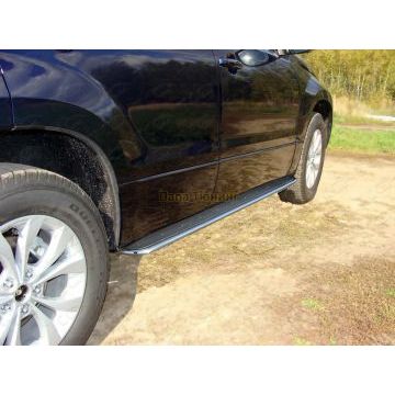 Пороги с площадкой нержавеющий лист 42 мм ТСС для Suzuki Grand Vitara 2008-2015